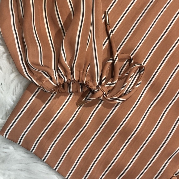 CLEARANCE L'Academie V-neck Cold Shoulder Striped Blouse - Picture 5 of 13